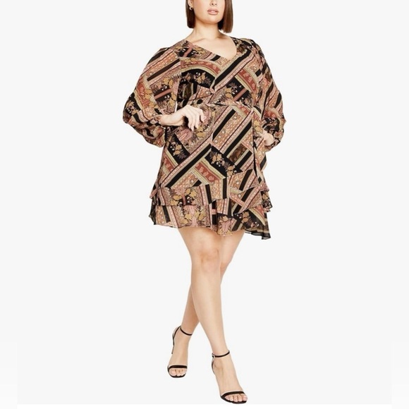 City Chic Dresses & Skirts - City Chic Harlee Black and Brown Asymmetrical Dress